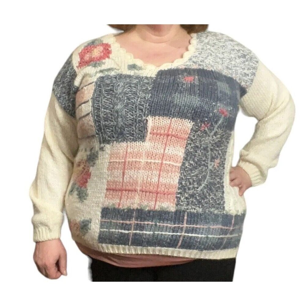 Vintage Shenanigans Womens‎ Knitted By Hand Crochet Cardigan Sweater Size M